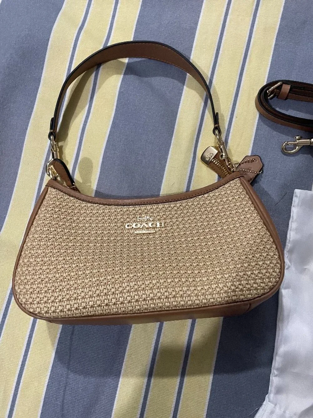 COACH Teri Woven Shoulder Bag (Tan)